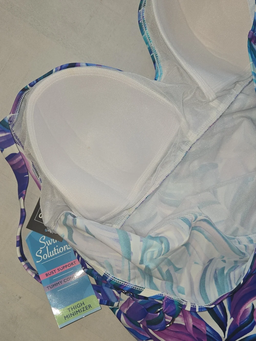 Swim Solutions Ruffle One-Piece Swimsuit Bust Support Tummy Control  NWT - Picture 4 of 7